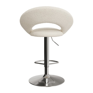 Chaise de bar Cloclo en tissu bouclé crème 61/76,5 (lot de 2)