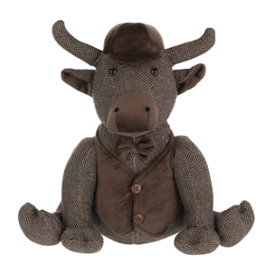 J-Line cale-porte Taureau + Chapeau - polyester - marron foncé