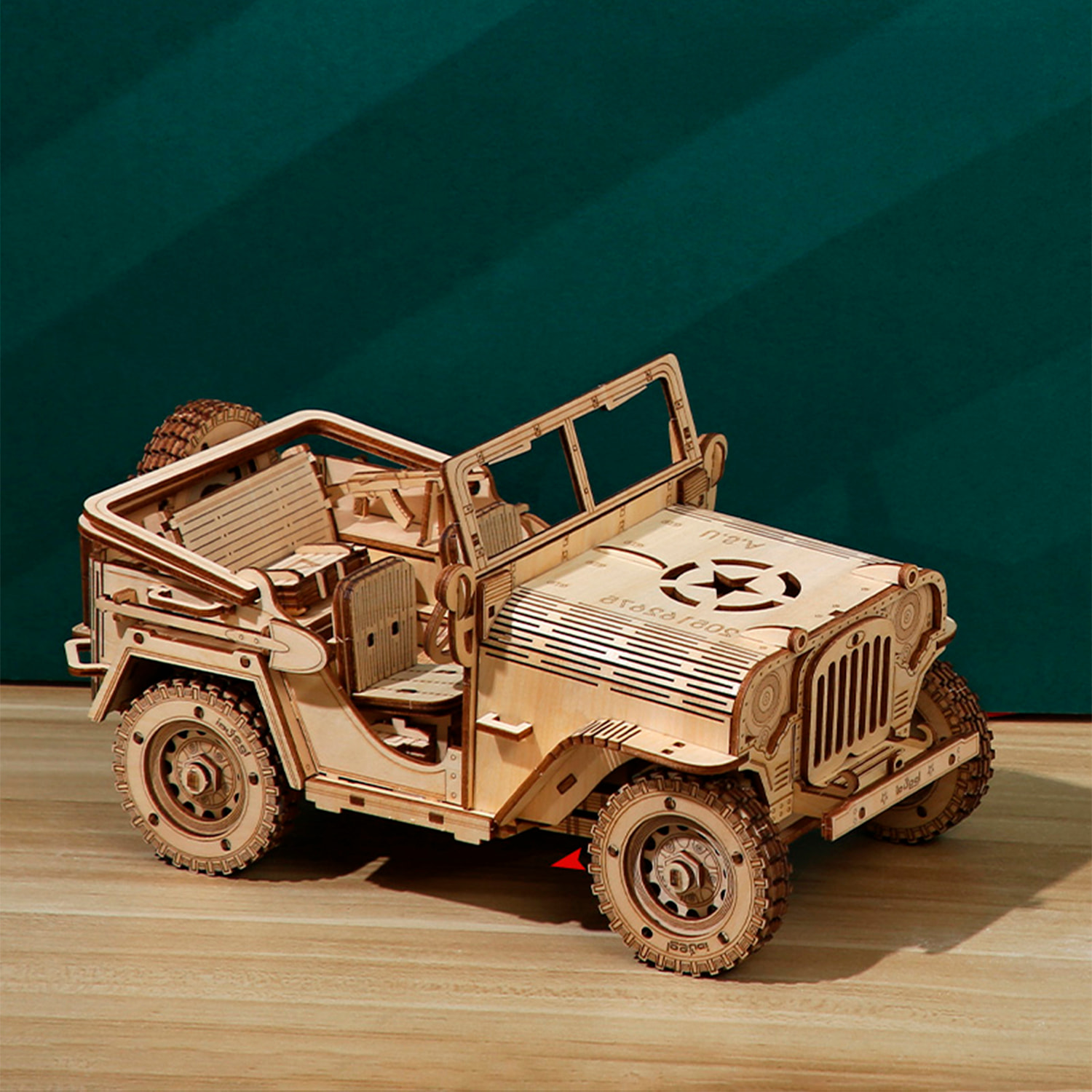 Modello in Legno 3D, design Fuoristrada con movimento meccanico. 395 pezzi.
