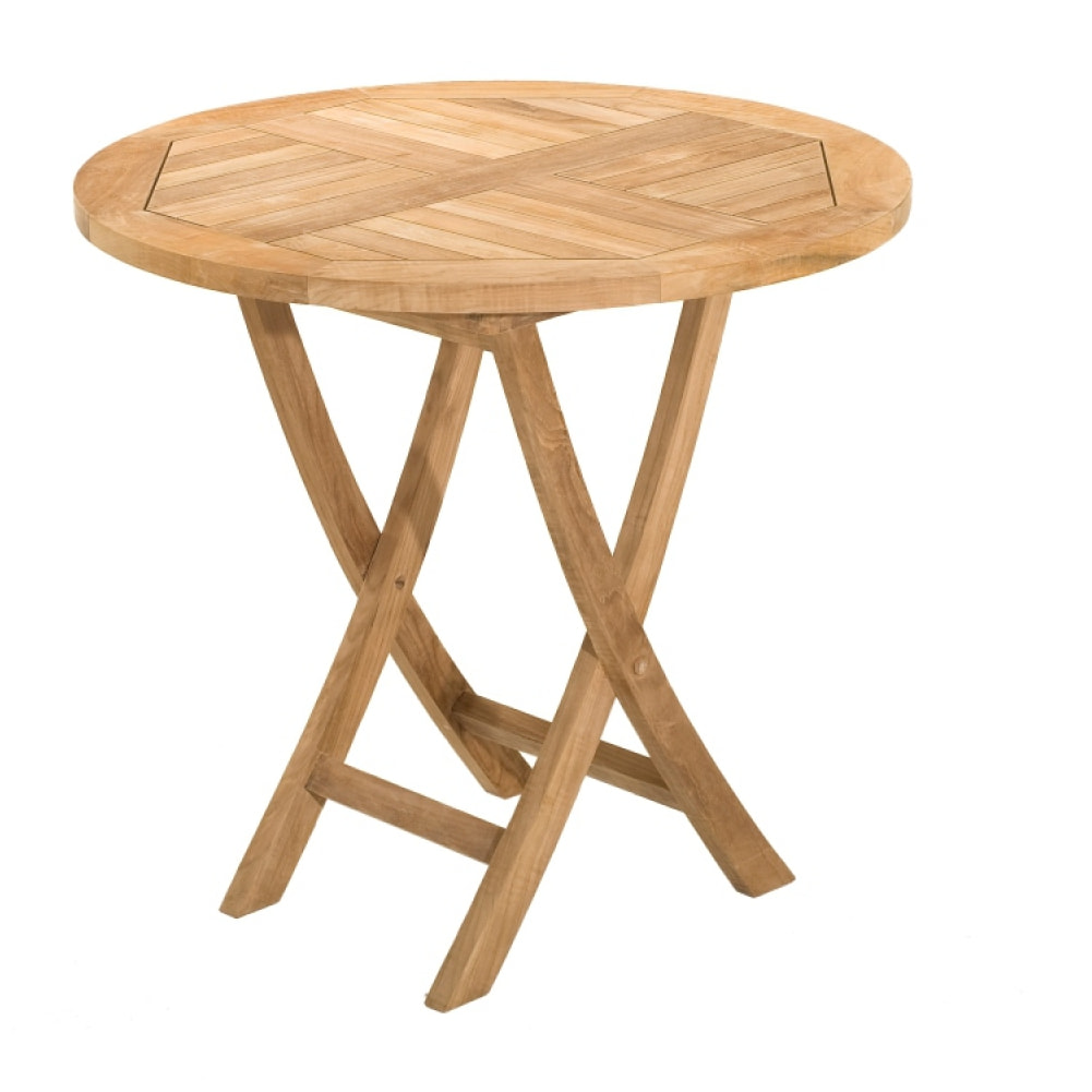 HARRIS - Table de jardin 2 personnes, ronde pliante 80 x 80 cm en bois Teck