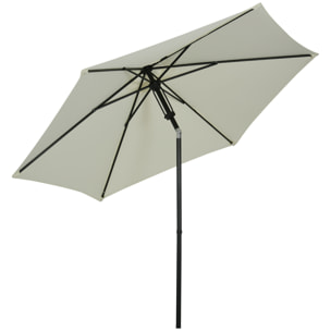 Parasol inclinable octogonal  Ø 2,65 x 2,35H m métal époxy noir polyester haute densité 180 g/m² gris clair