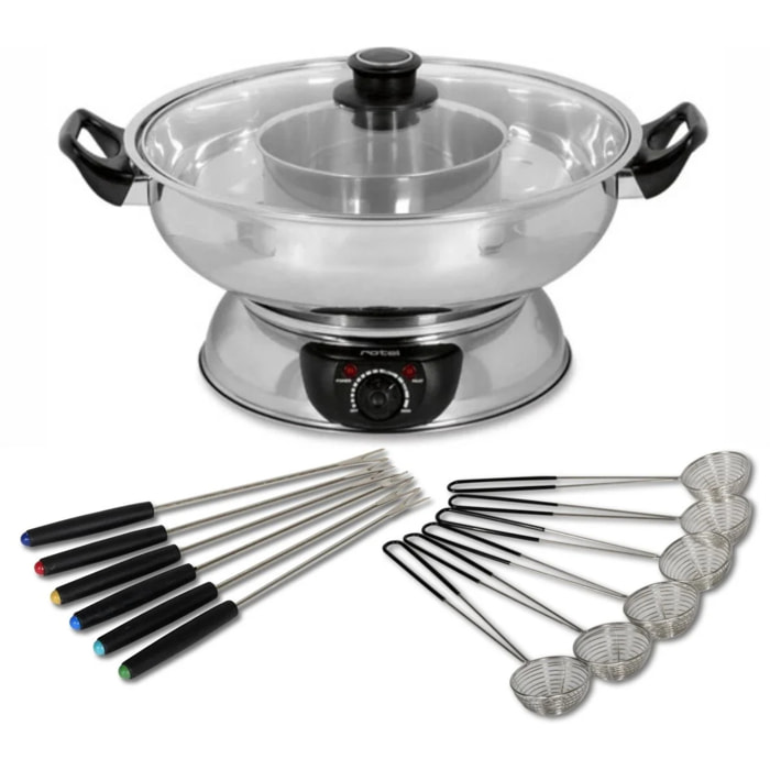 Appareil à fondue chinoise 2 compartiments avec fourchettes et passoires Rotel