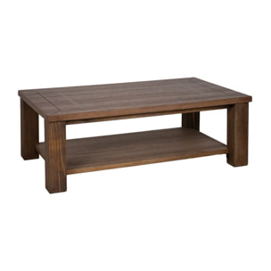Table basse Tulum -bois massif d'araucaria-couleur noyer 130 x 45 x 80 cm