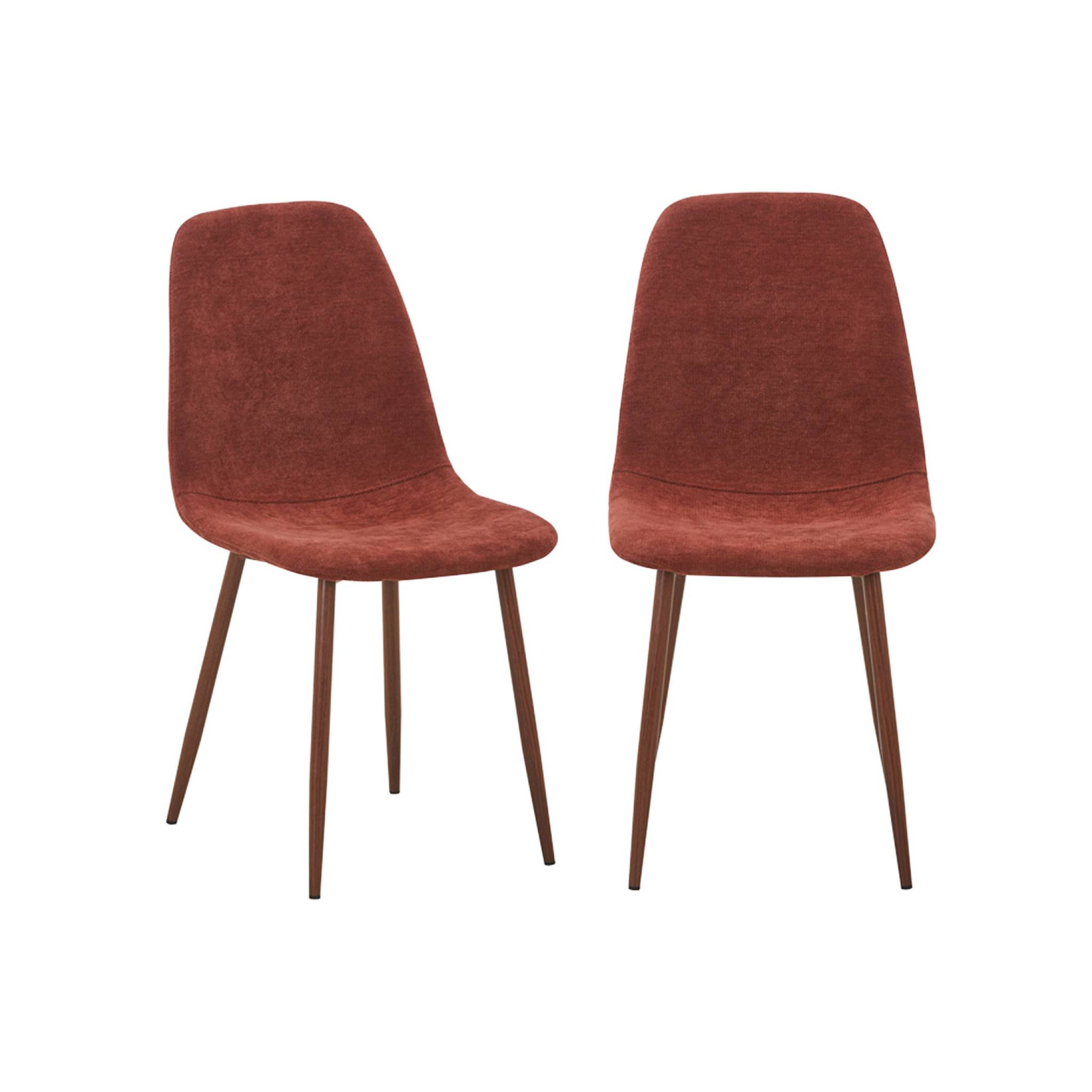 Chaise décor bois teinte noyer et tissu (lot de 2) VERA