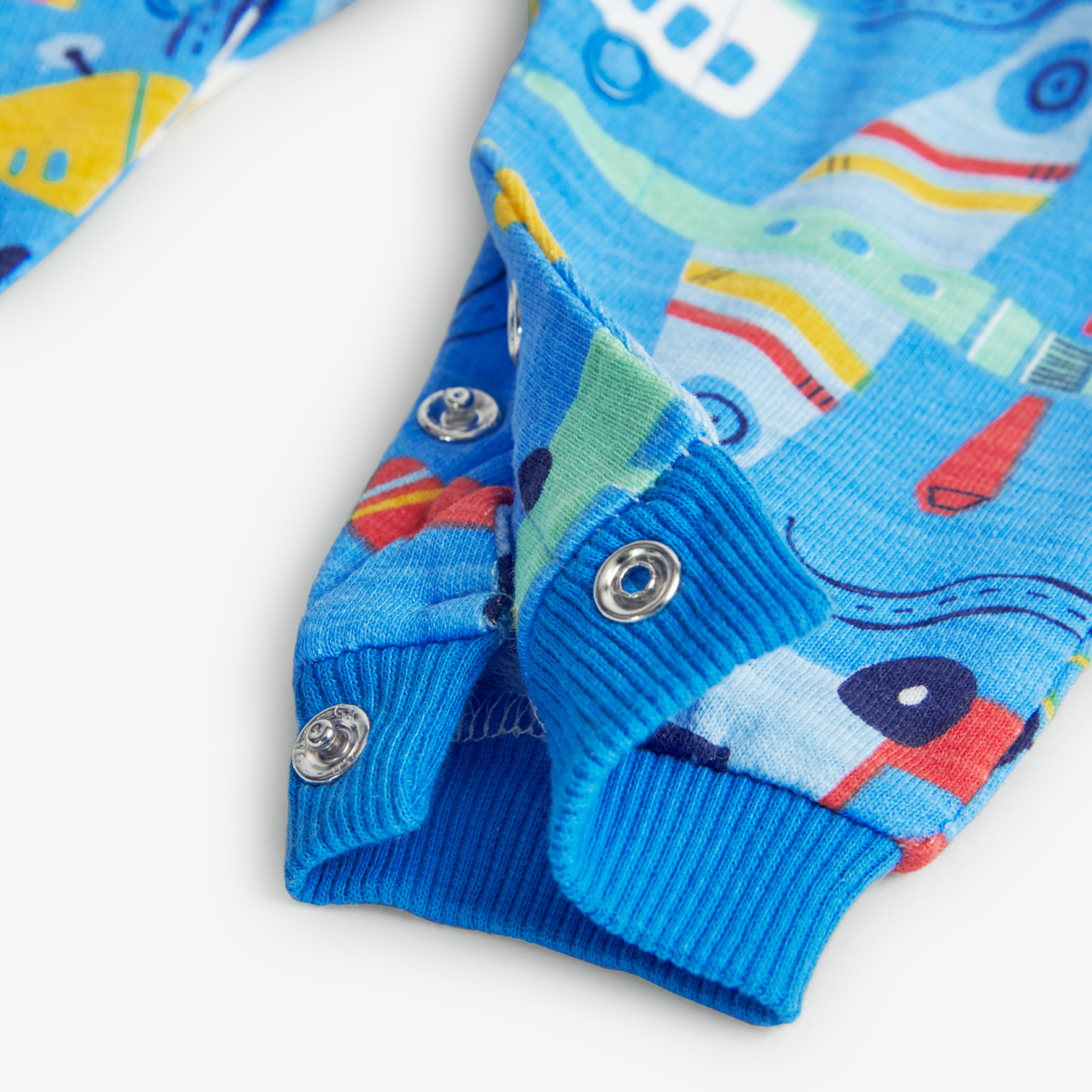 Pelele de felpa flamé recién nacido niño, estampado en, azul