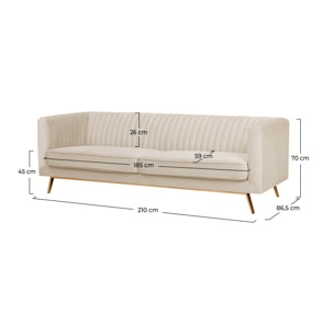 Canapé 3 places en velours beige - Gatsby