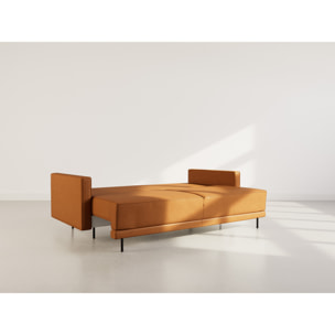 Charlie - Canapé droit 3 places convertible avec coffre en simili - Cognac