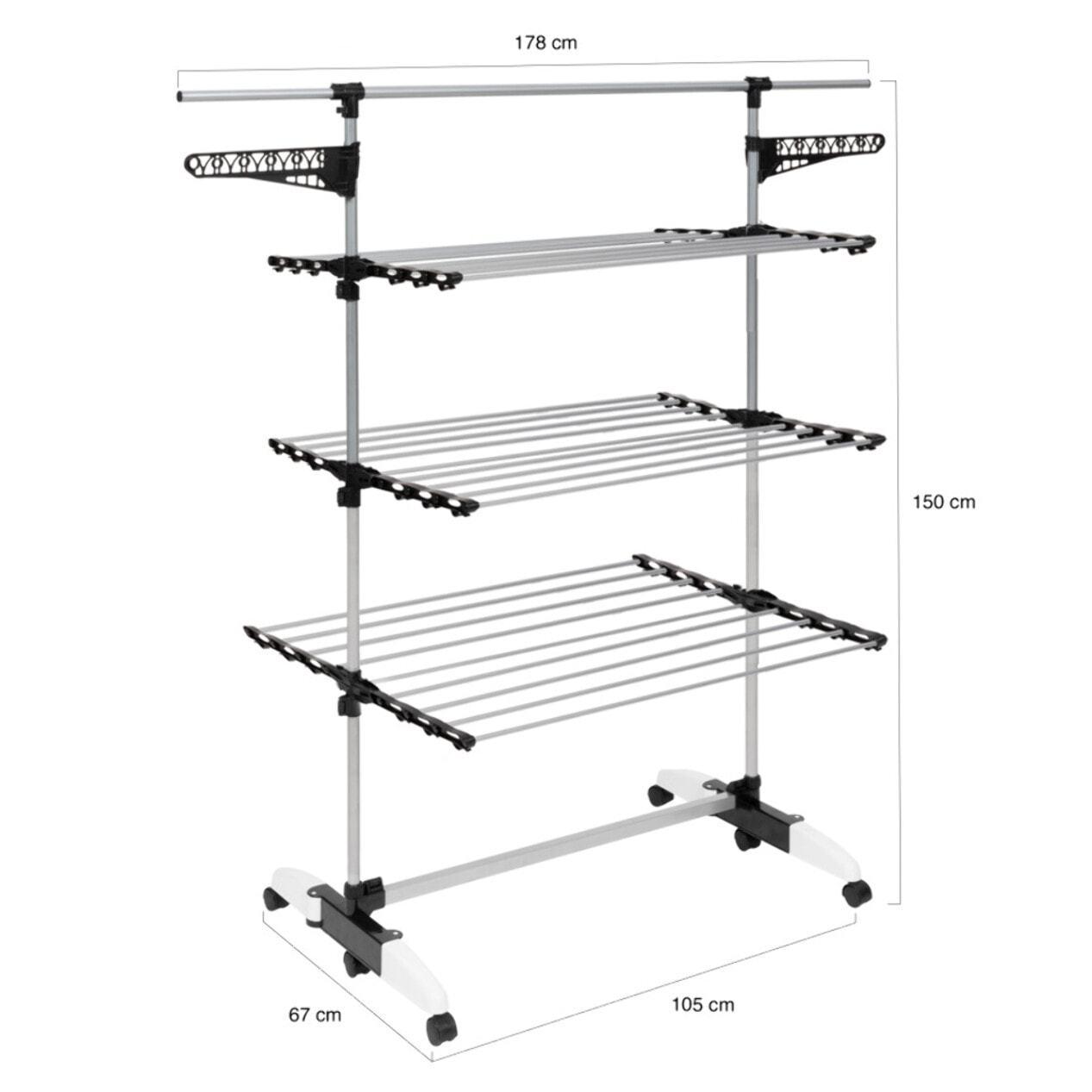 Séchoir Optima noir et blanc 3 niveaux - 30m d'étendage