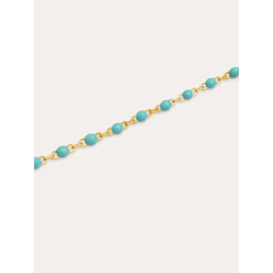 Pulsera Dots Turquoise Enamel Plata Baño Oro