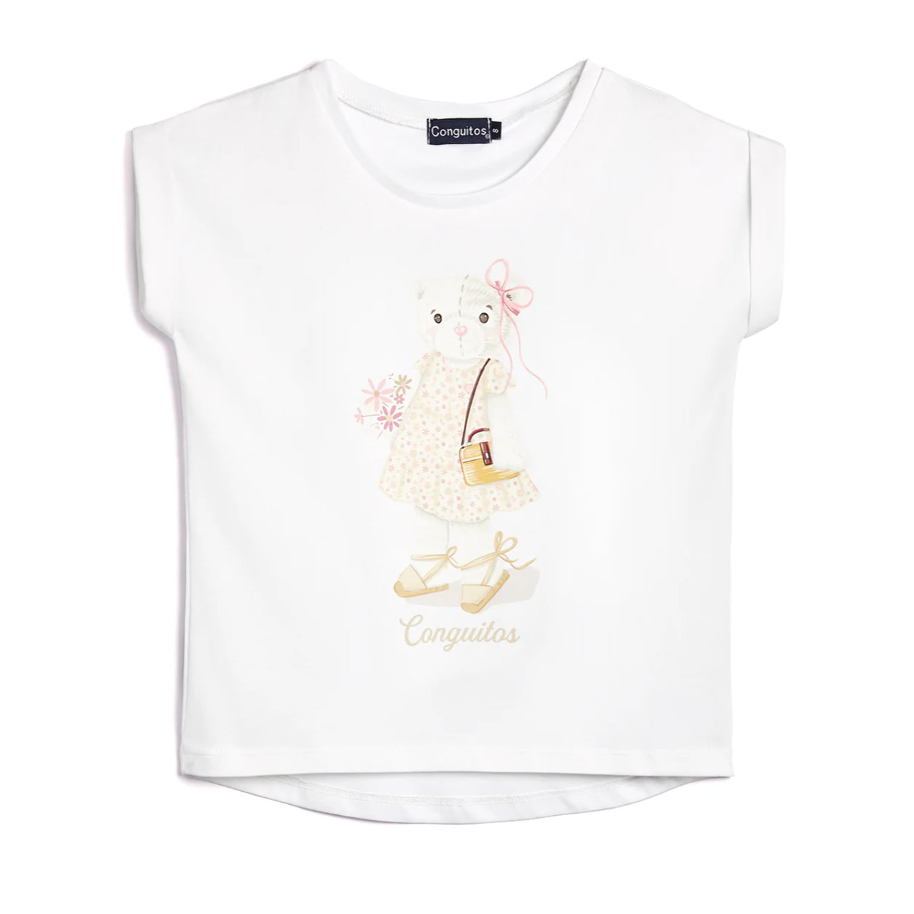 Camiseta de Niña Estampado Osito Blanco