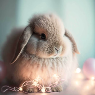 Affiche enfant lapin lumineux  Affiche + cadre en bois - Chêne