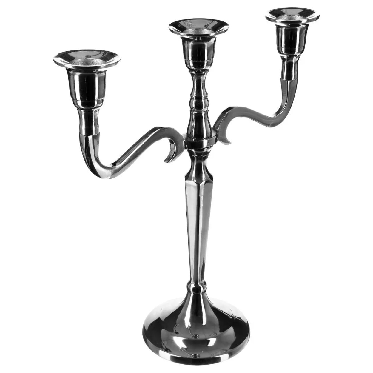 Bougeoir "Marso" métal argent H27cm