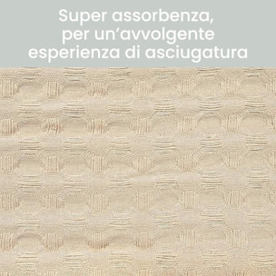 Telo doccia maxi in cotone spugna assorbente e morbido, asciugamano bagno grande e avvolgente, elevata capacità di assorbenza 300 gr/mq, ideale per doccia e bagno, confortevole sulla pelle, resistente ai lavaggi, dimensioni 150x100 cm