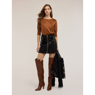 Motivi - Camiseta básica bimateria - Naranja sol