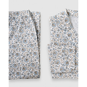 Pigiama lungo camicia in cotone etri indaco