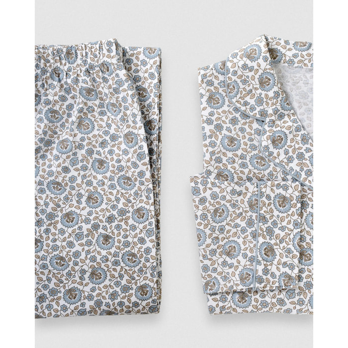 Pigiama lungo camicia in cotone etri indaco