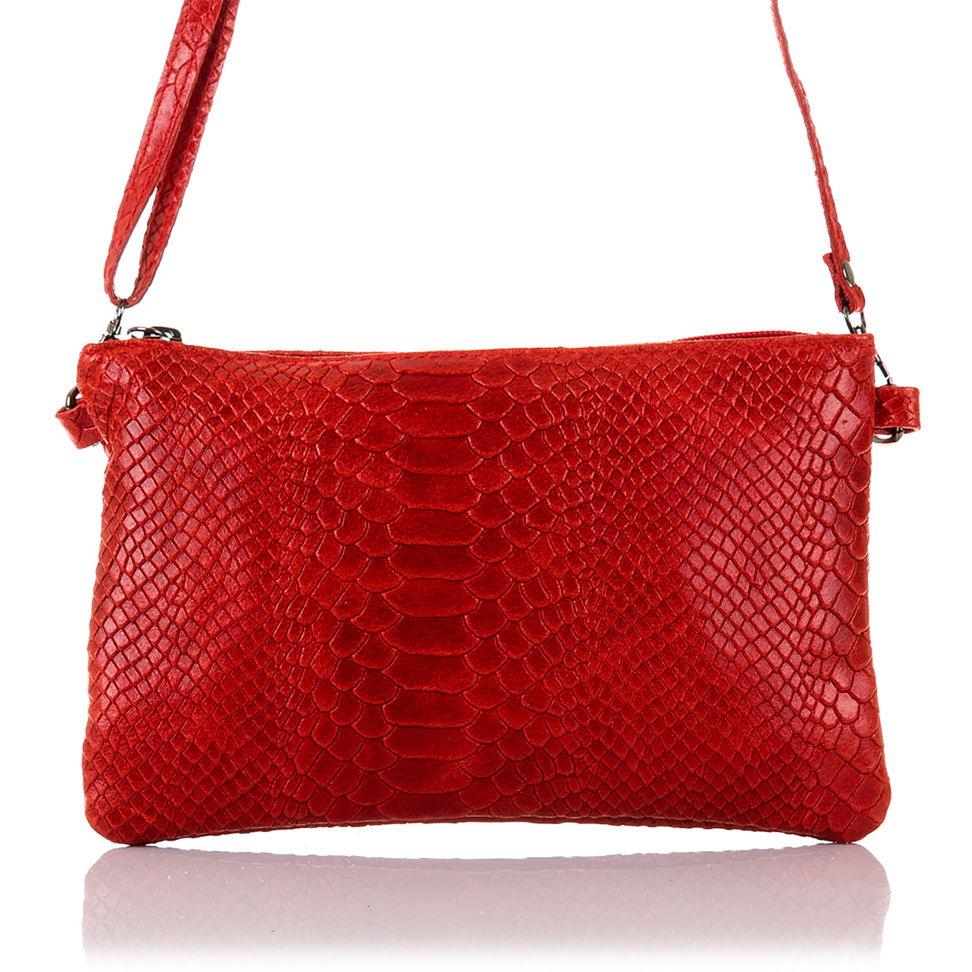 Deanna Borsa a mano Donna.Pelle autentica Camoscio Inciso Serpente