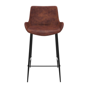Lot de 2 chaises pour îlot central 65 cm en cuir synthétique marron - Pirata