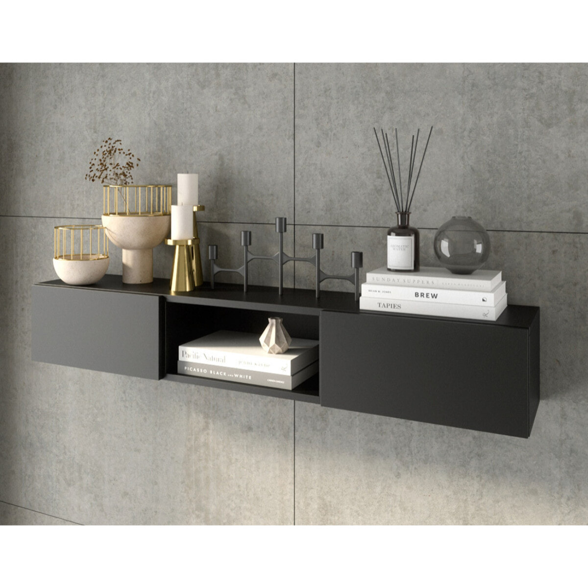 Felicia - étagère suspendue - 120 cm - Noir