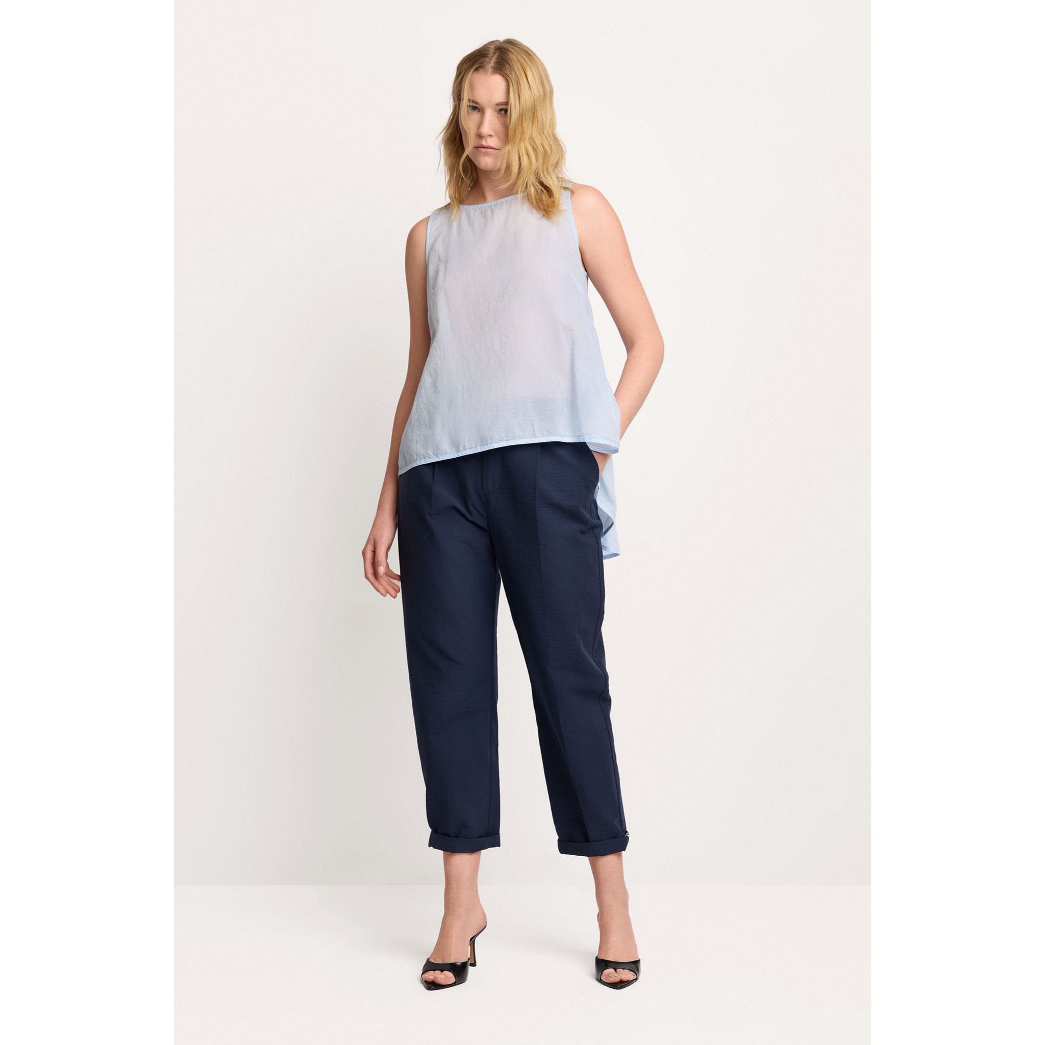 Kocca - Blusa con fondo asimmetrico Donna, Tinta unita, Girocollo