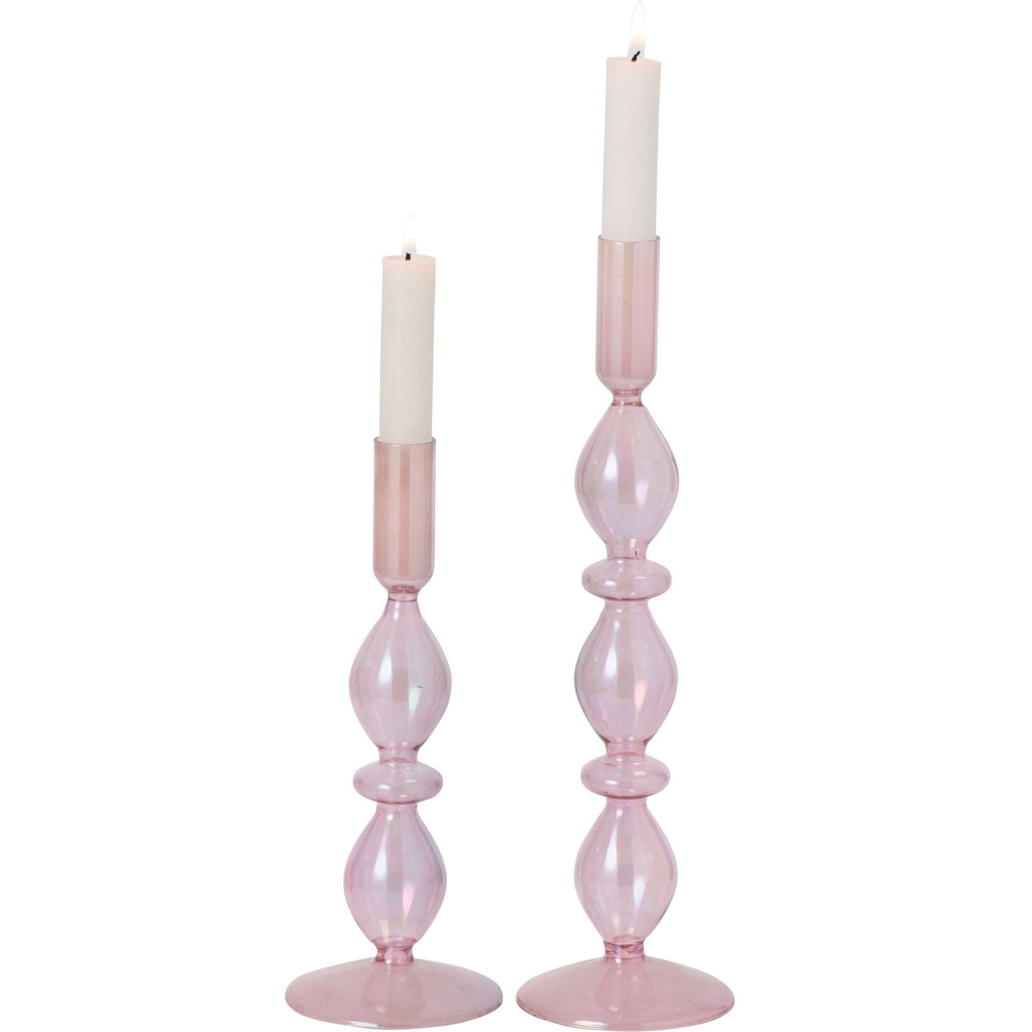 J-Line Chandelier effet perlé - verre - rose clair - set de 2