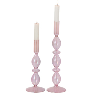 J-Line Chandelier effet perlé - verre - rose clair - set de 2