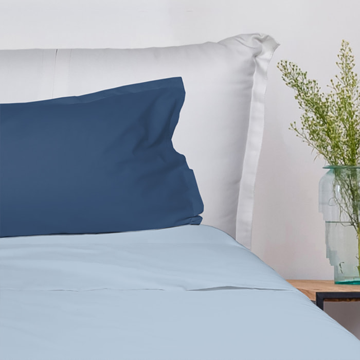 UNO CASA DESIGN Completo Letto Bice 25 Bicolor in Puro Cotone_Singolo_avio