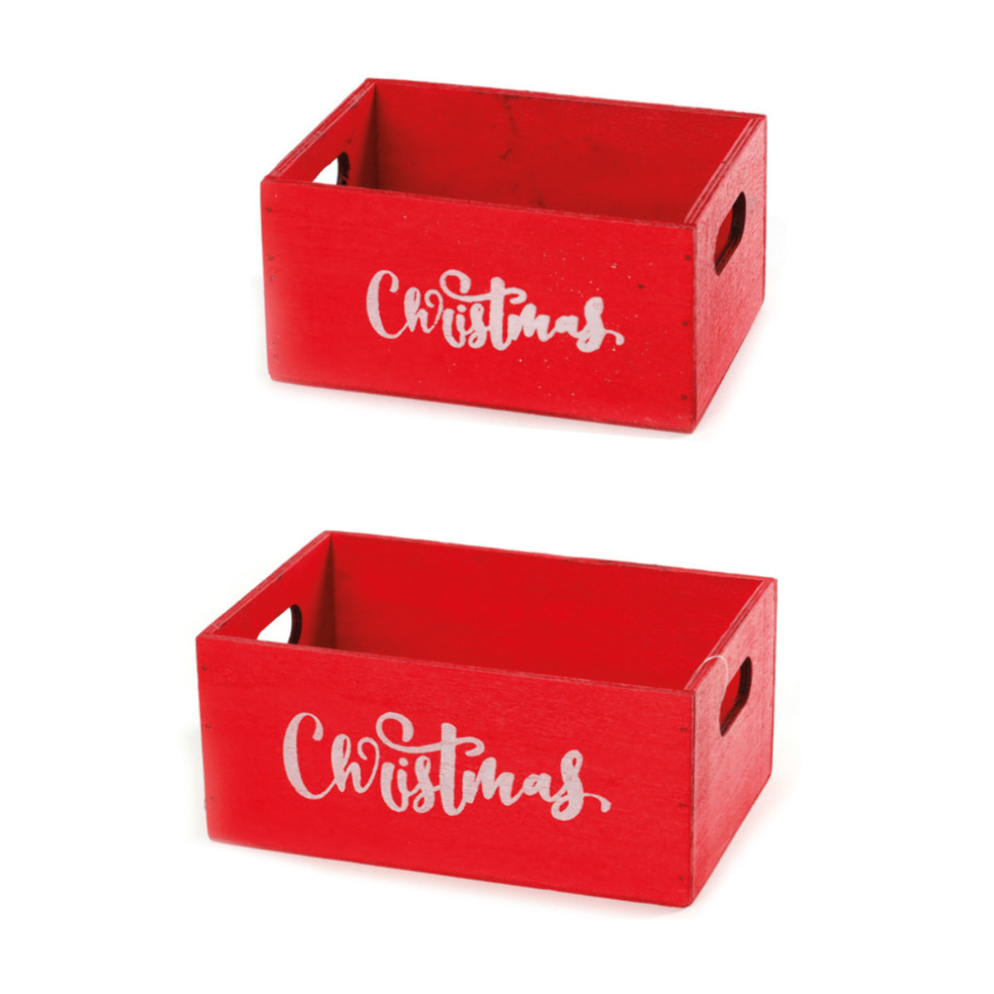 Set 2 Cassette In Legno Decorative Natalizie Modello Red Christmas