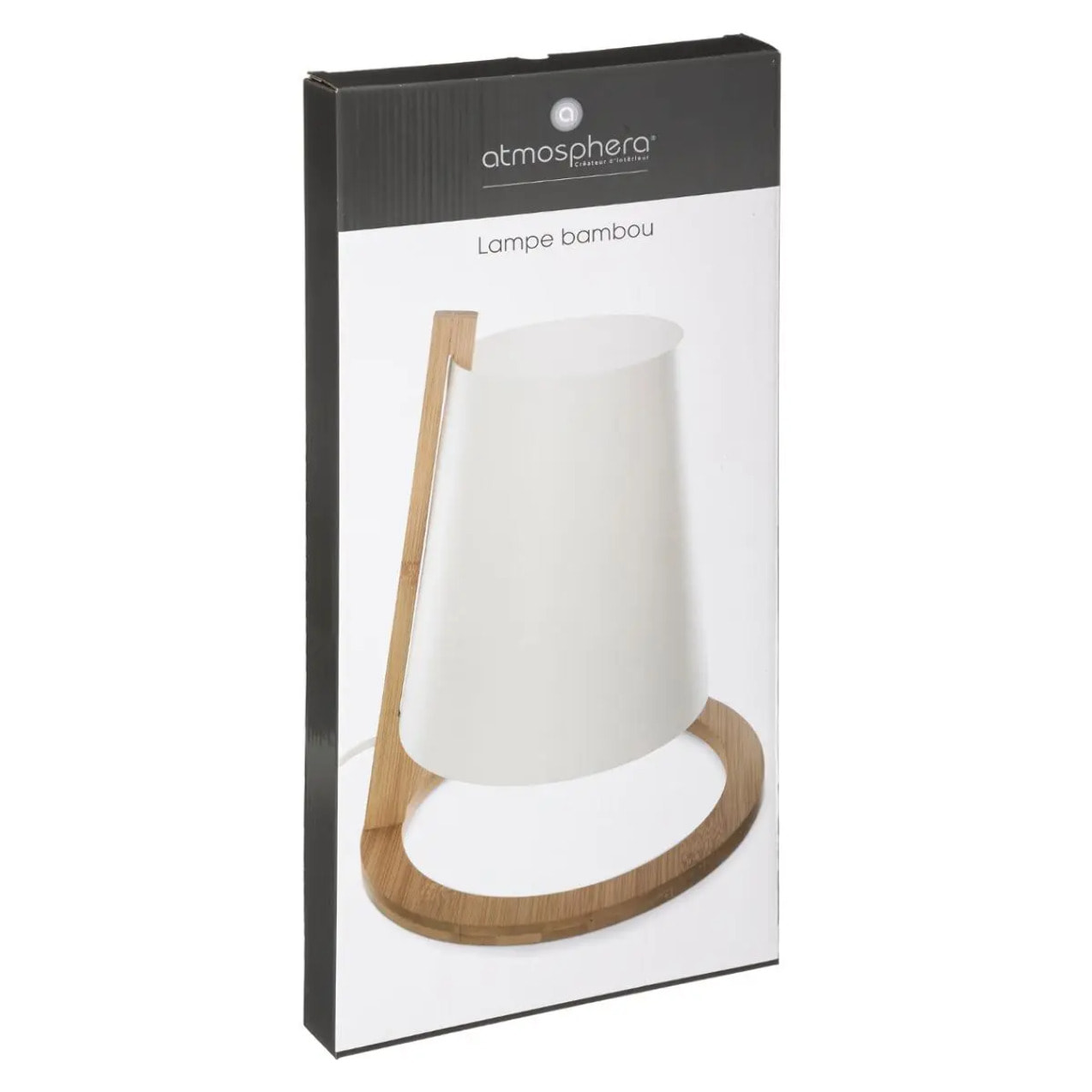 Lampe "Pita" bambou blanc H26cm