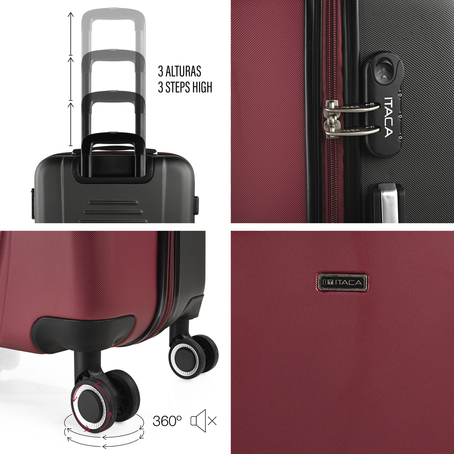 Maleta Itaca Tiber Set De 3 Unidades Granate-Antracita