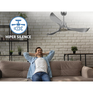 Ventilateur de plafond Réversible  Thermostat Wifi Moteur à courant continu Toits en pente Télécommande Hypersilence Mémoire Shopify Vendible (AUTOMATIQUE)