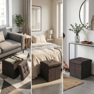 Pouf contenitore in velluto 38x38x38 cm, cubo imbottito con vano interno, seduta elegante effetto velvet trapuntato, resistente fino a 150 kg, salvaspazio ideale per camera soggiorno ingresso e cameretta