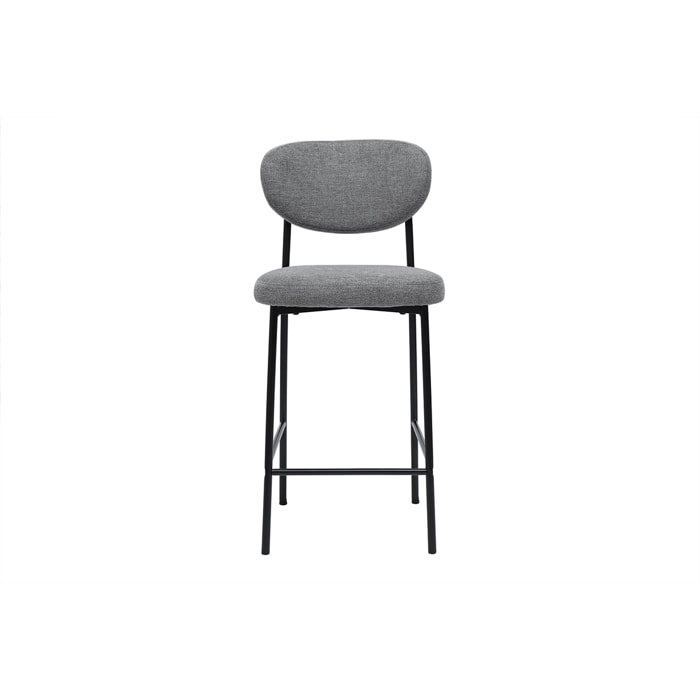 Tabourets de bar fixes en tissu effet velours texturé gris clair H65 cm (lot de 2) BREKA