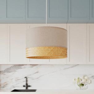 Suspension en bambou naturel, papier et métal D40 cm - Baikal