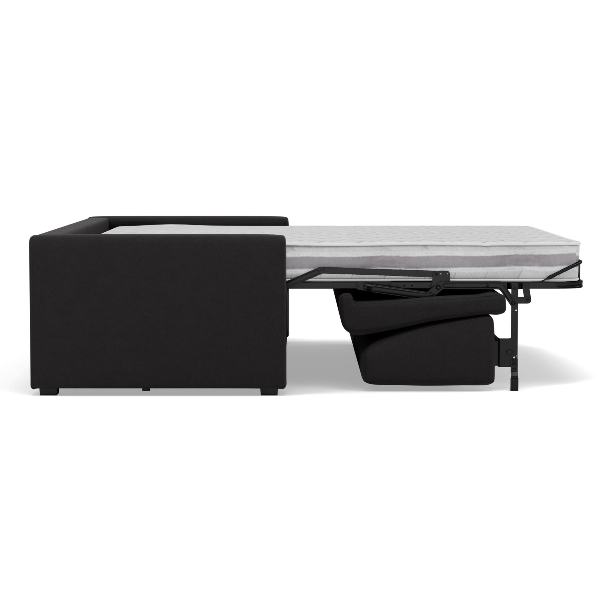 Julia - canapé 3 places convertible couchage quotidien matelas 14 cm en tissu - Noir