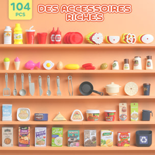 Cuisine pour enfant nombreux accessoires jouet d'imitation avec lumières et sons 3-6 ans rose