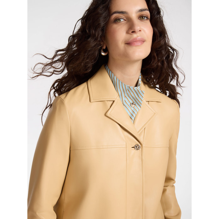 Elena Mirò - Giacca boxy in tessuto spalmato - Beige