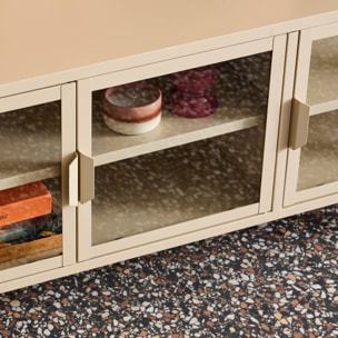 Meuble TV industriel métal et verre trempé 3 portes 120cm ARKANSAS