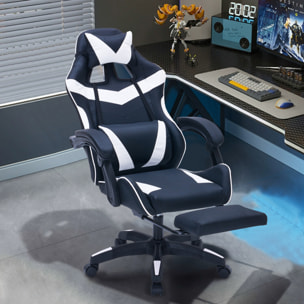 Chaise gaming de bureau ergonomique inclinable noir et blanc JOAO