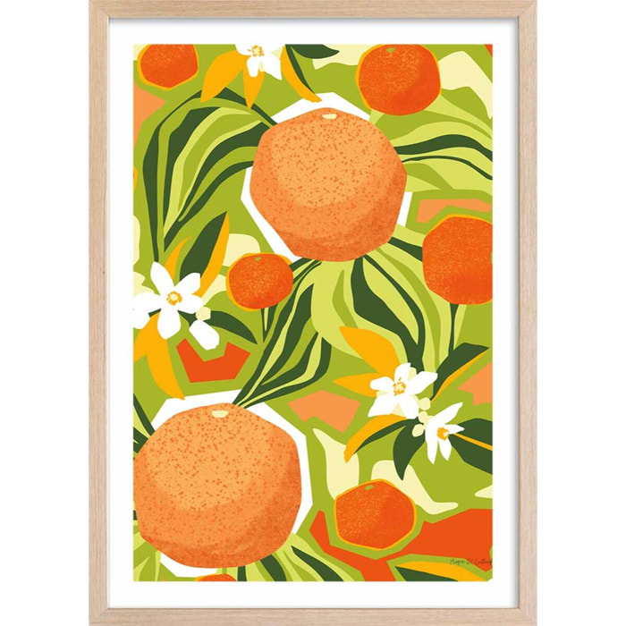 Poster bel oranger Affiche + cadre en bois - Chêne