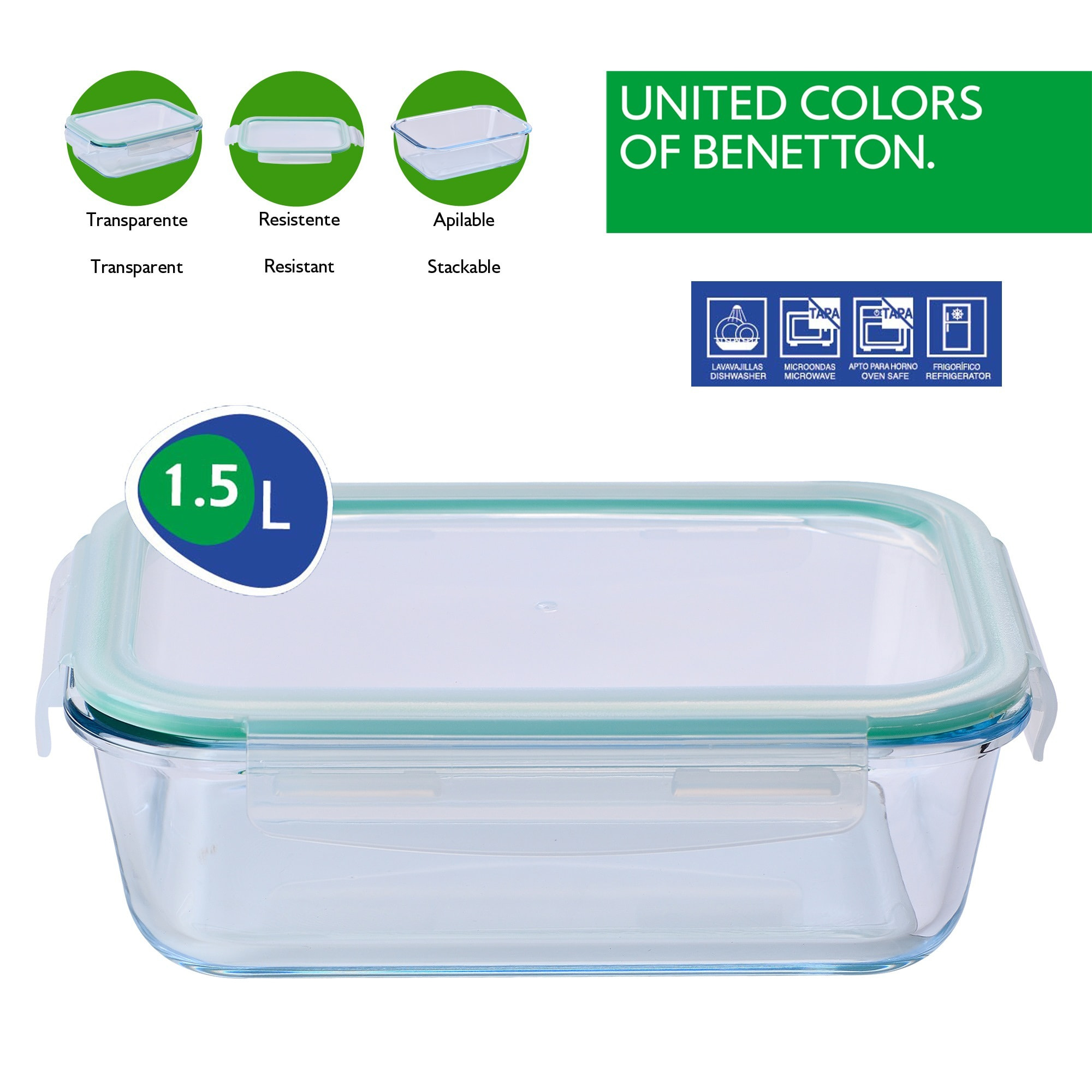 Set de 2 recipientes herméticos para alimentos, benetton