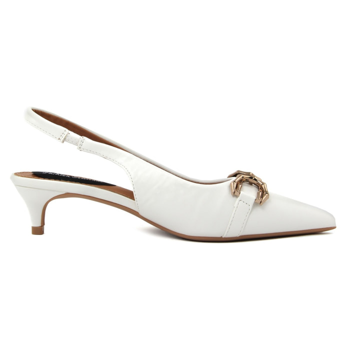 Slingback Donna colore Bianco-Altezza tacco:5cm