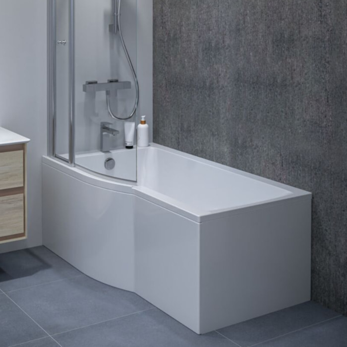 Baignoire bain douche 170 x 80 cm gauche Connect Air + vidage Doré