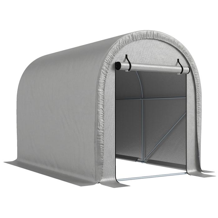 Abri de jardin - tente de stockage - acier galvanisé PE gris clair