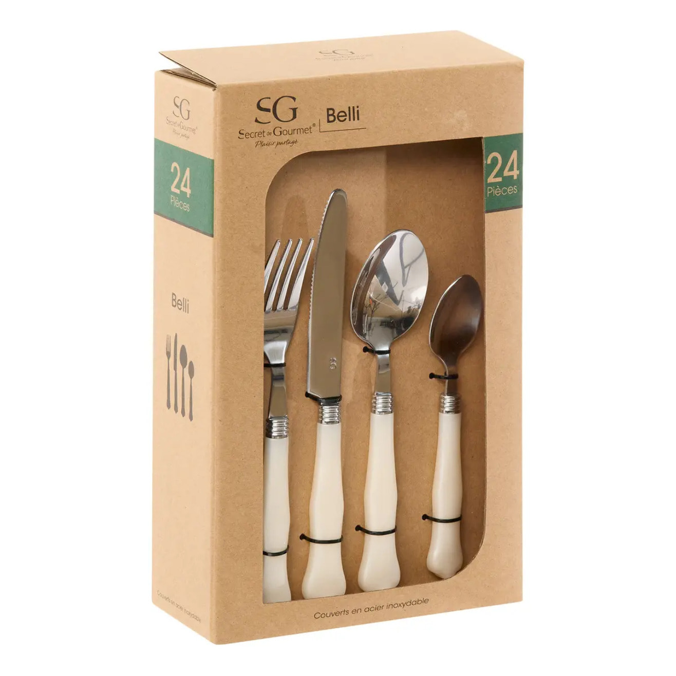 Ménagère Bellissima 24 pièce(s) ivoire L1,9xp1,8xH21cm