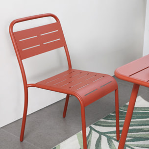 EVORA Lot de 6 chaises salon de jardin repas terracotta
