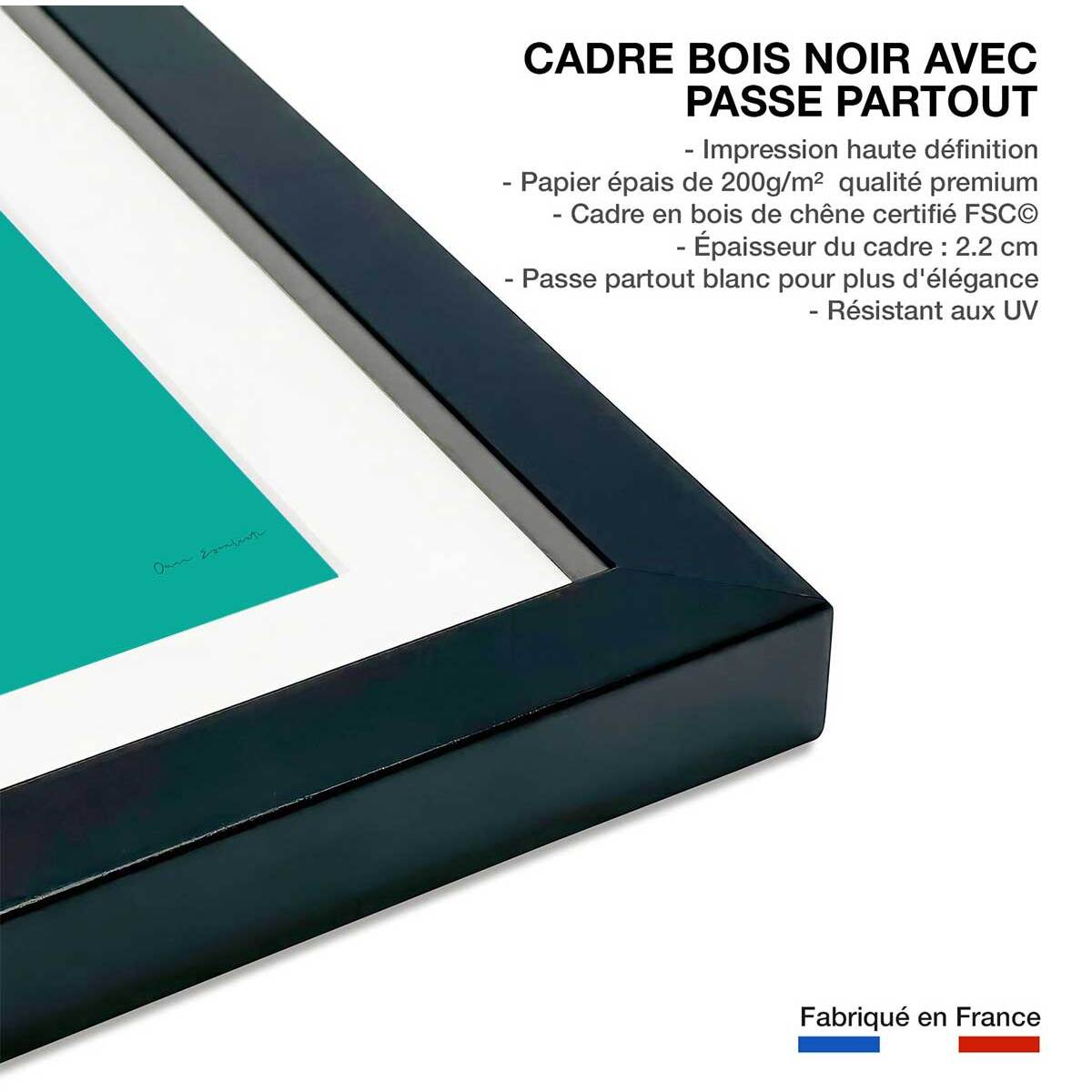Affiche cuisine Verre de vin à la Française Affiche sous cadre noir
