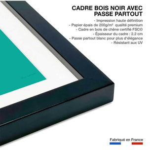 Affiche cuisine Verre de vin à la Française Affiche sous cadre noir