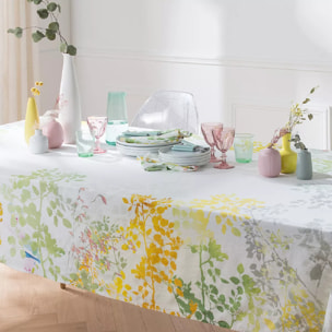 Serviette lin & coton lavé imprimé multicolore Canopee blanc