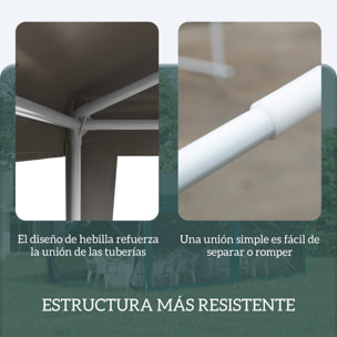 Carpa Desmontable 3x3 m Cenador Pabellón de Jardín con 4 Orificios de Drenaje y Marco de Acero Anti-UV Gazebo para Terraza Patio Exterior Camping Gris